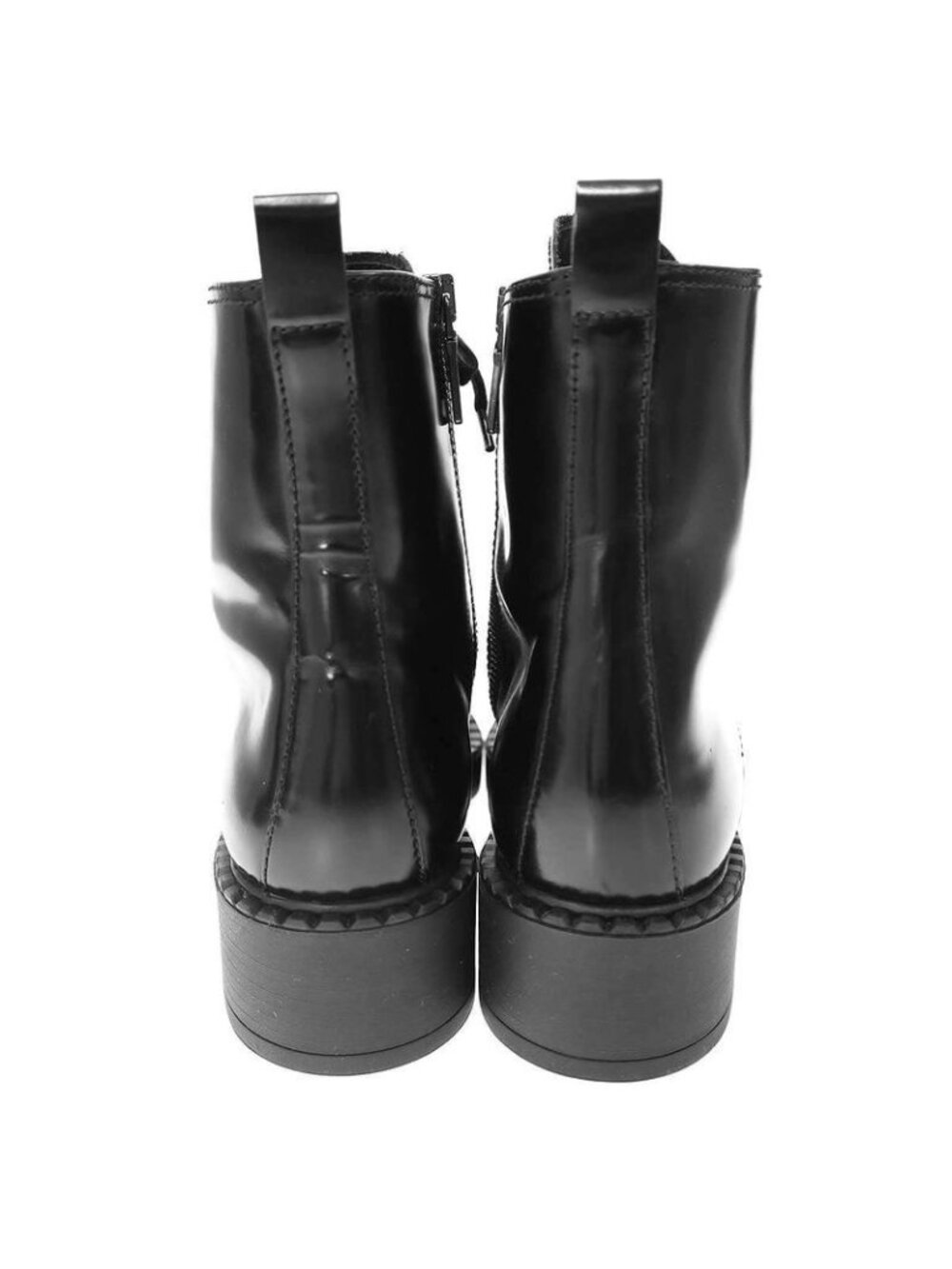 Prada Brushed Leather Side Zip Lace Up Boots Black 39 - Picture 3 of 6